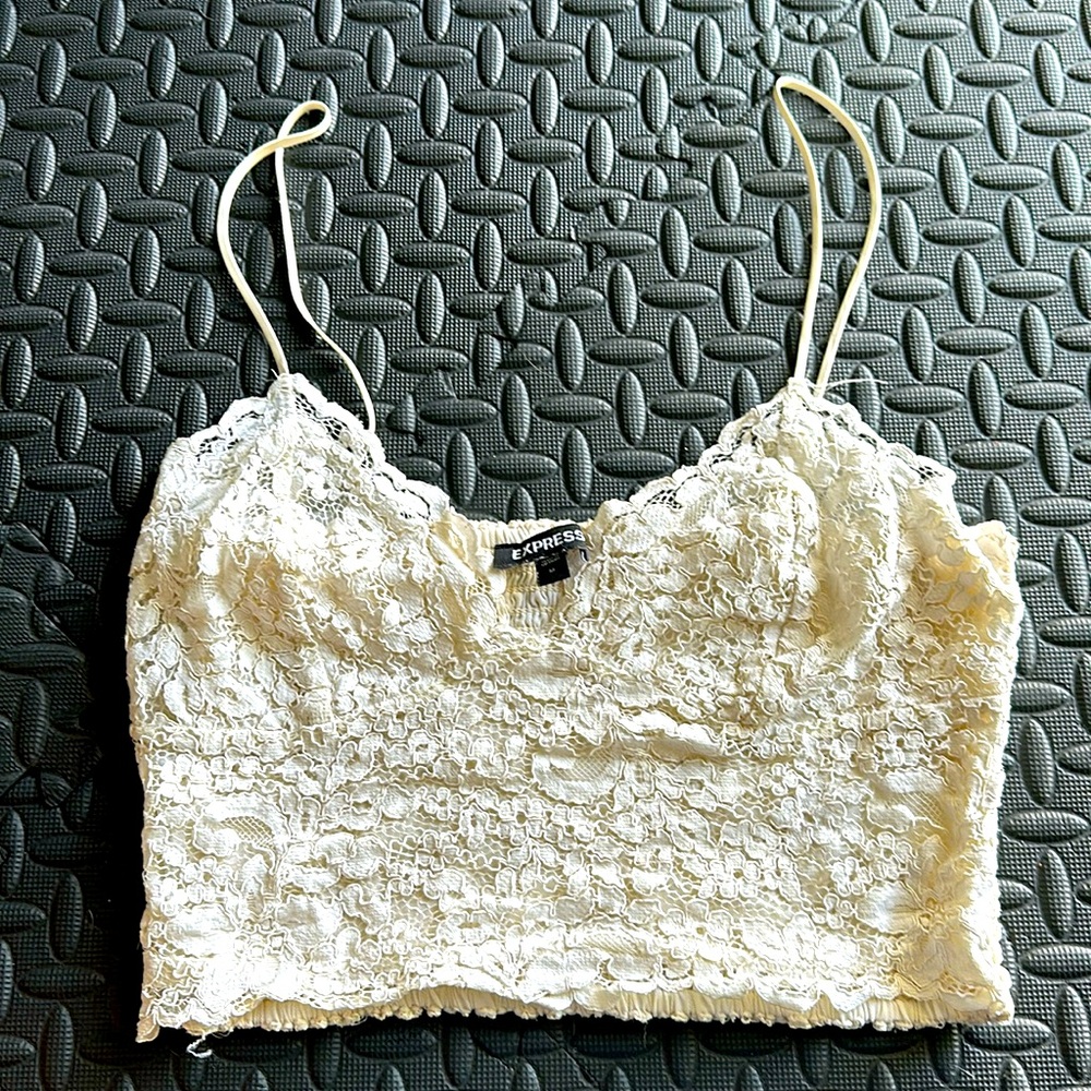 Express Medium Cream Off White Lace  Bustier Top